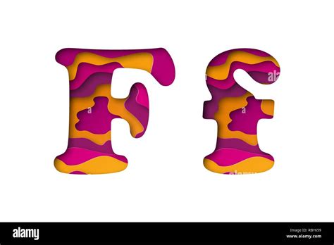 Modern Paper Art Of The Colored Letter F Vector Illustration Letter F