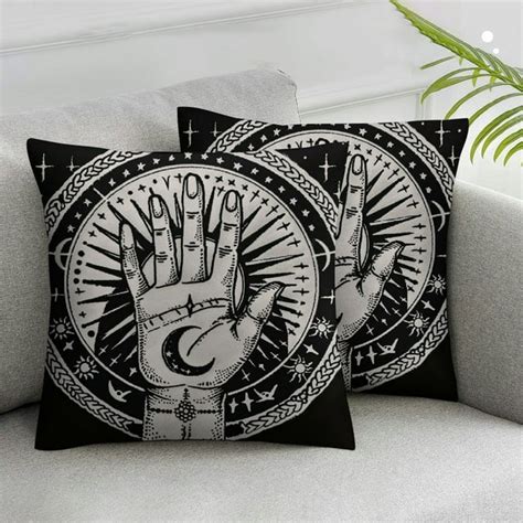 Nawypu Tarot The Sun Moon And Star Palmistry Hand Mystical Throw Pillow