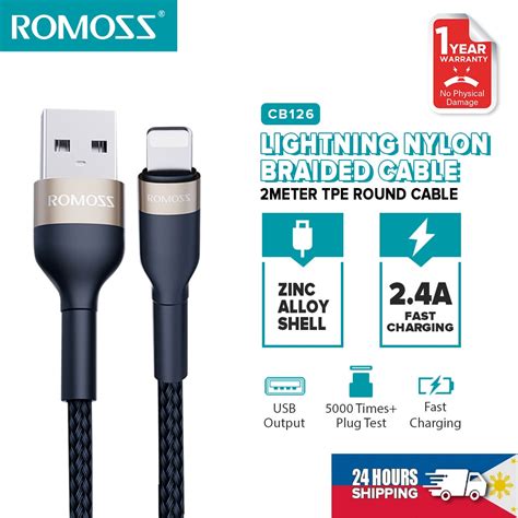 Romoss CB126 2M Fast Charging Usb To Lightn Ing Charging Cable 2 4A