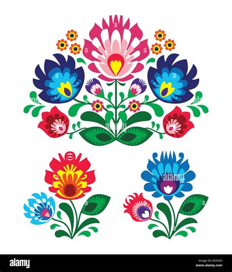 Polish Floral Folk Art Embroidery Pattern Wzory Lowickie Wycinanki