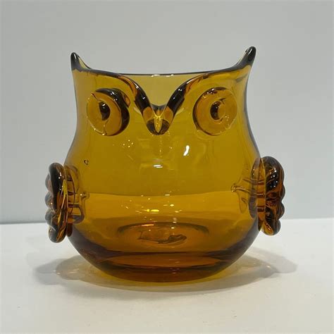 Amber Glass Owl Etsy