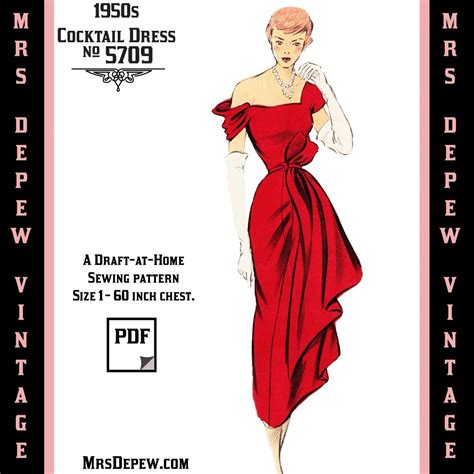 D A H Vintage Sewing Pattern 1950s Off Shoulder Cocktail Dress In Any