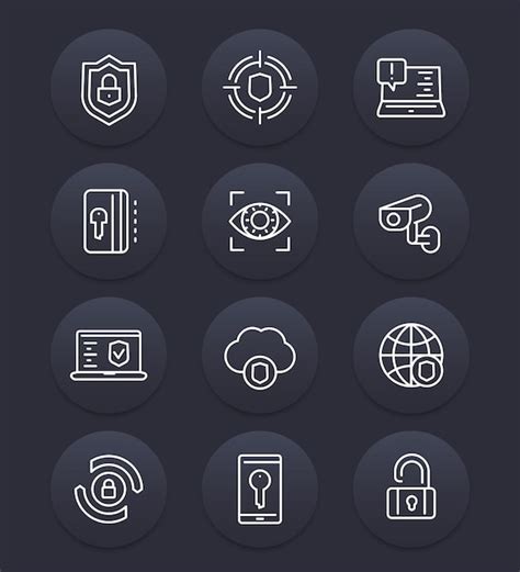 Premium Vector Security And Protection Line Icons Set Cybersecurity