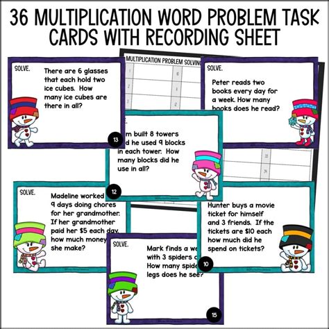 Winter Multiplication Word Problems Task Cards Curious Classroom