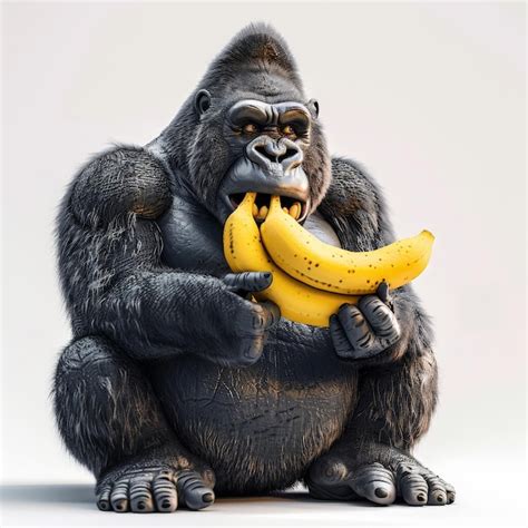 A Gorilla Holding A Banana That Is Made By Gorillas Premium Ai