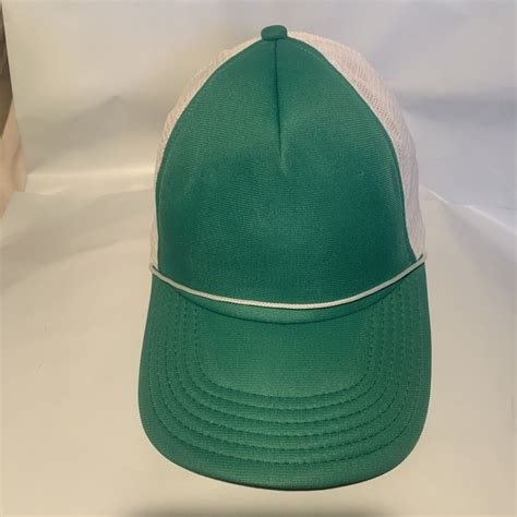 Green Baseball Hat Snapback Plain 1980s Gem