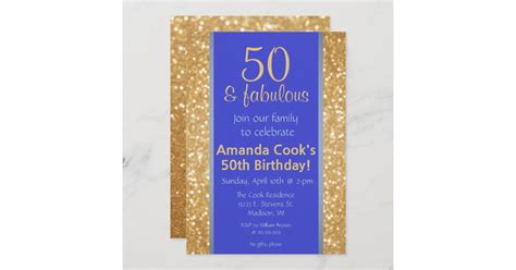 Elegant 50 And Fabulous 50th Birthday Invitation Zazzle