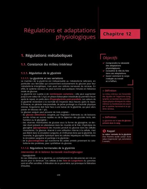 Pdf Chapitre R Gulations Et Adaptations Physiologiques