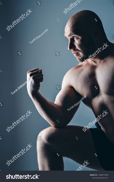 Strong Naked Muscular Man Shows Off Stock Photo Edit Now 1248677260