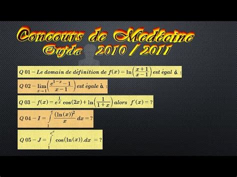 Correction Concours De M Decine Oujda Questions