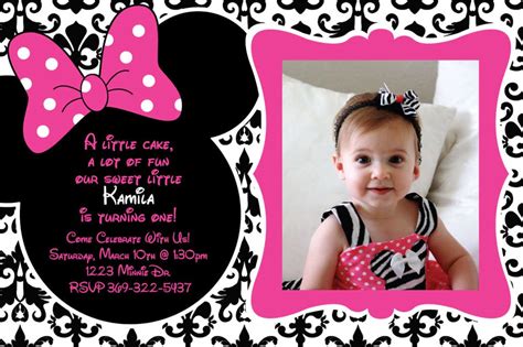 Free Printable 1st Birthday Minnie Mouse Invitation Template Free