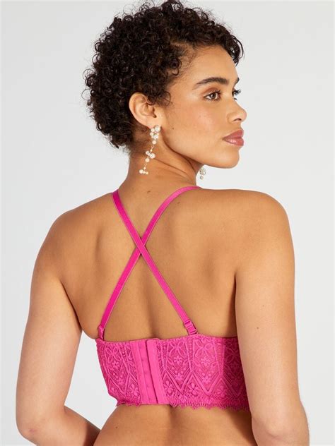 Sujetador Bustier De Encaje Rosa Kiabi