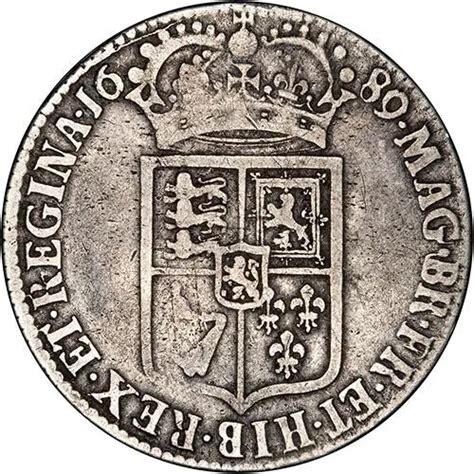 1689 William And Mary Silver Half Crown Chards