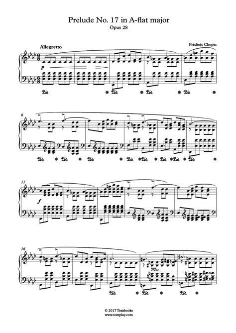 Prelude No 17 In A Flat Major Opus 28 Chopin Piano Sheet Music