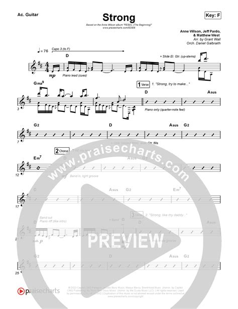 Strong Acoustic Guitar Sheet Music Pdf Anne Wilson Praisecharts