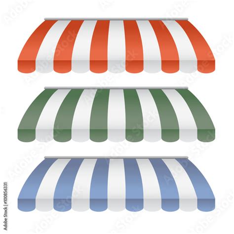 Set Of Striped Awnings Vector Illustration Stock Image And Royalty