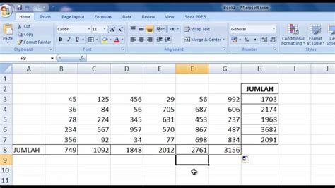 Cara Rumus Penjumlahan Di Excel Youtube