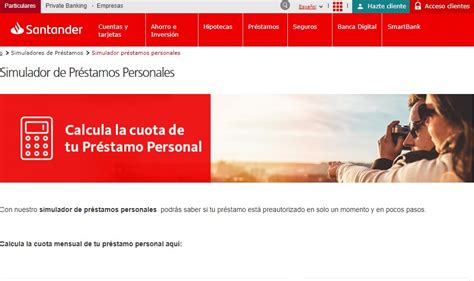 Simulador de préstamo Santander funcionamiento Prestamox