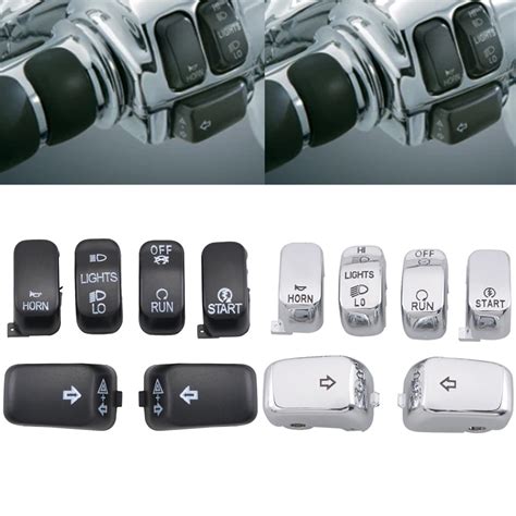 Black Chrome Motorcycle Hand Control Switch Housing Caps Cover Kit For