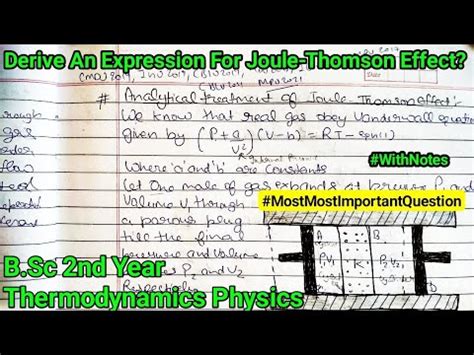 Derive An Expression For Joule Thomson Effect