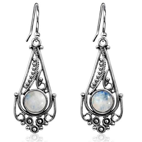 Moonstone Earrings Drop Moonstone Store