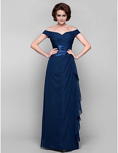 Sheath Column Off The Shoulder Floor Length Chiffon Mother Of The