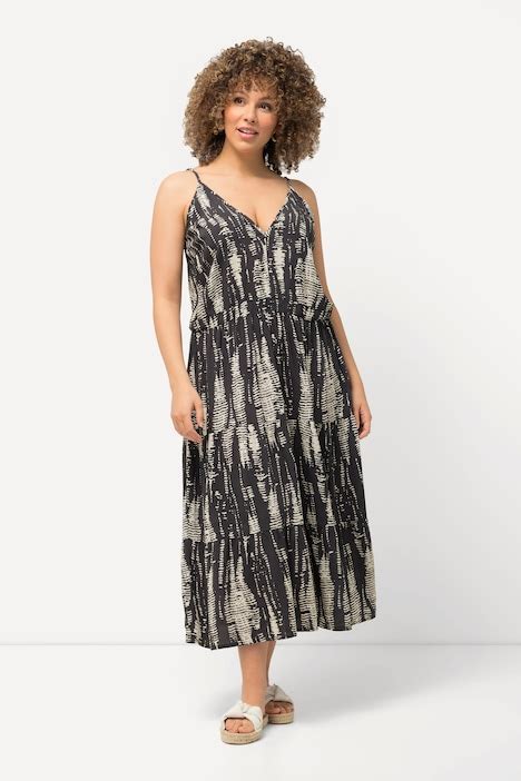 Abstract Print Sleeveless Dress Asphalt Gray Ulla Popken