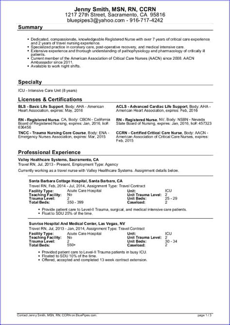 Sample Travel Nursing Resume Free Template And Ultimate Writing Guide