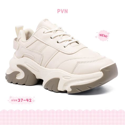 Jual PVN Mashiro Sepatu Sneakers Wanita Sport Shoes Kets Krem 512