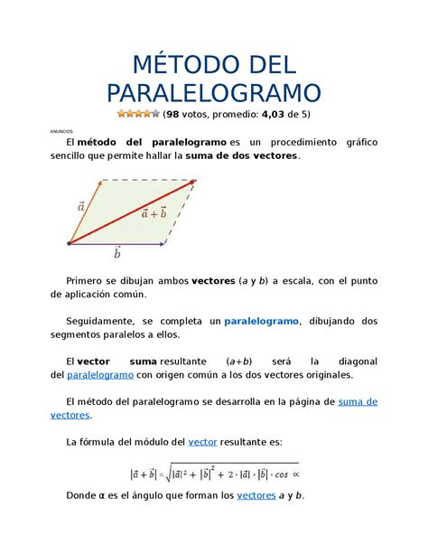 Método Paralelogramo Esquemas Y Mapas Conceptuales De Física Docsity