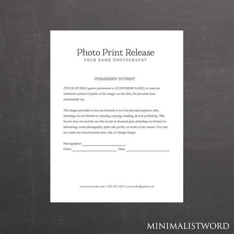 Print Release Template Free