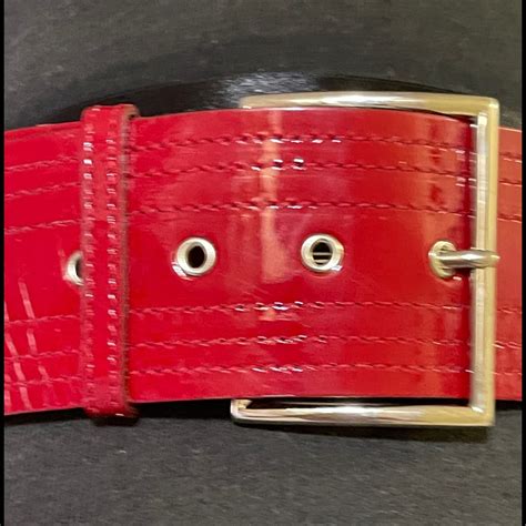 Red Genuinepatent Leather Belt Gem