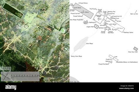 Angkor Satellit Mit Karte Stock Photo Alamy