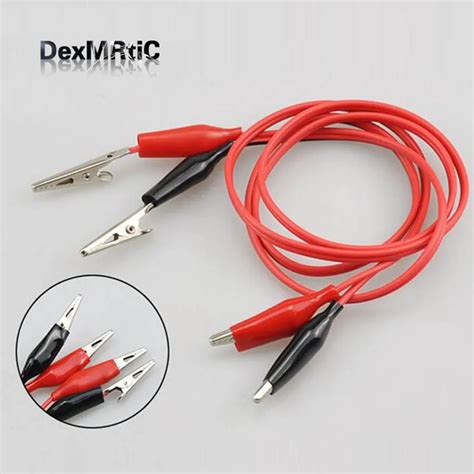 5pcs Double Ended Alligator Clips Test Wire 1meter Cable Lead Red Black