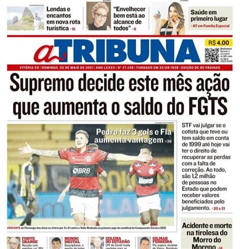 Repórter Paulo Maciel JORNAL A TRIBUNA capa VITÓRIA ES DOM 2 5