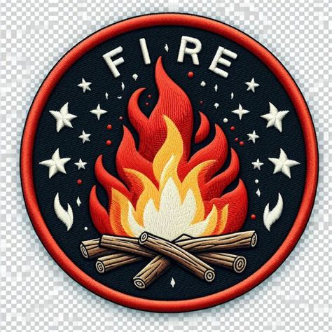 Insignia De Parche Bordado Con Fuego Vector Premium