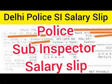 Delhi Police Sub Inspector Salary Slip Police Inspector Salary