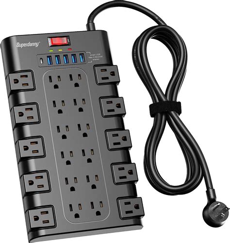 Superdanny Surge Protector Power Strip With Ac Outlets Usb Ports