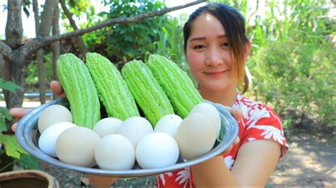 Yummy Egg Cooking Bitter Gourd Recipe Egg Stir Fry Bitter Gourd Cooking With Sros Youtube