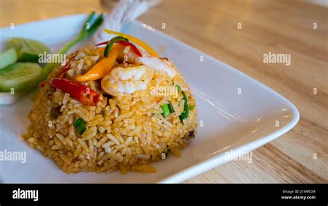 Tom Yum Fried Rice With Shrimp Seafood Fried Rice Stock Photo Alamy