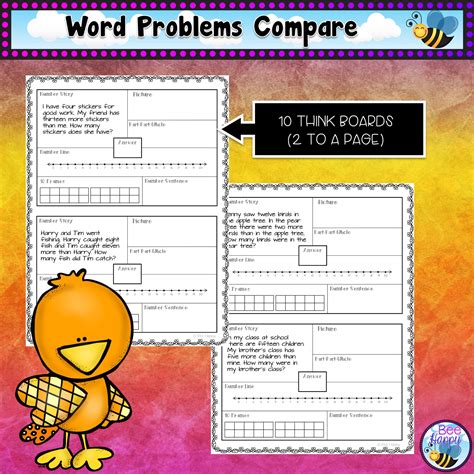 Addition Word Problems Sums Within Compare Think Boards Posters