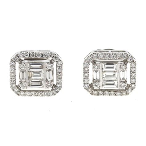 Square Diamond Gold Earrings At 1stdibs