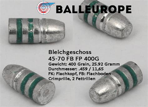 Balleurope Geschosse Für Kurzwaffen Kaliber 45 70 400 Grain