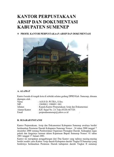 Kantor Perpustakaan Arsip Dan Dokumentasi Kabupaten Sumenep