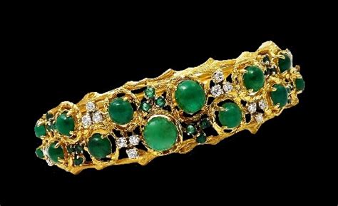 Green Emerald Diamond And 12 K Gold Bracelet Jewellery Kaleidoscope