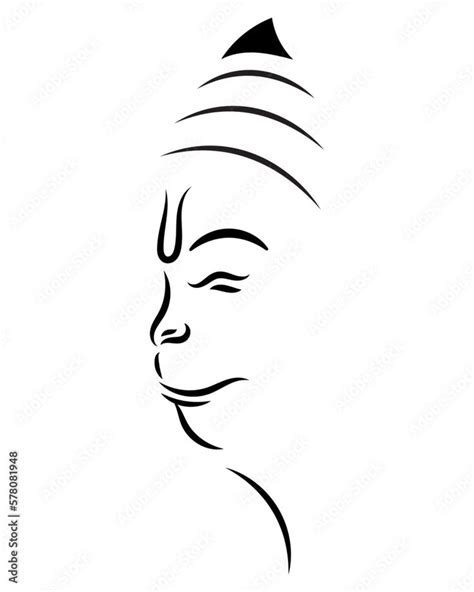 Silhouette Of Lord Hanuman Face Vector Illustration Stock Vector In