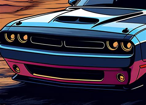 Printable Dodge Challenger Art Water Sunset Modern Home Etsy