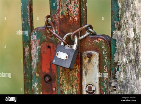 Old Gat With Padlock Stock Photo Alamy