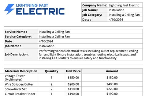 Electrician Flat Rate Pricing Template Housecall Pro