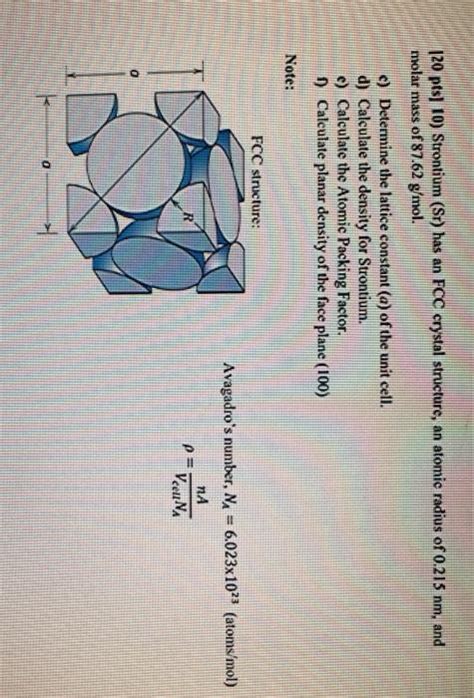 Solved 120 Pts 10 Strontium St Has An Fcc Crystal